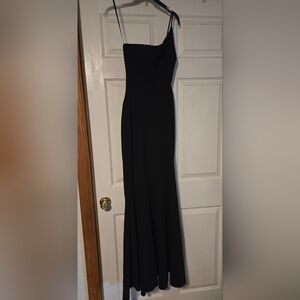 Aqua Black One Shoulder Dress
